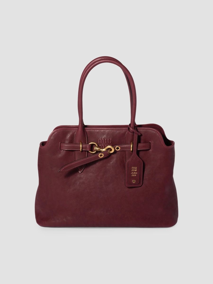 Miu Miu Women's Aventure Nappa Leather Shoulder Bag - Dark Red
