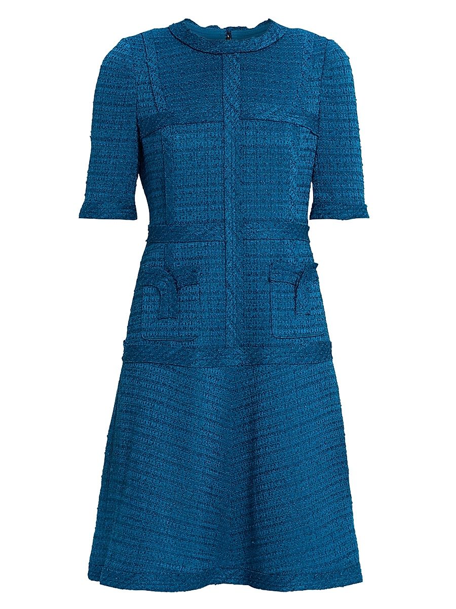 Women's Metallic Striped Tweed Sheath Dress - Teal - Size 14