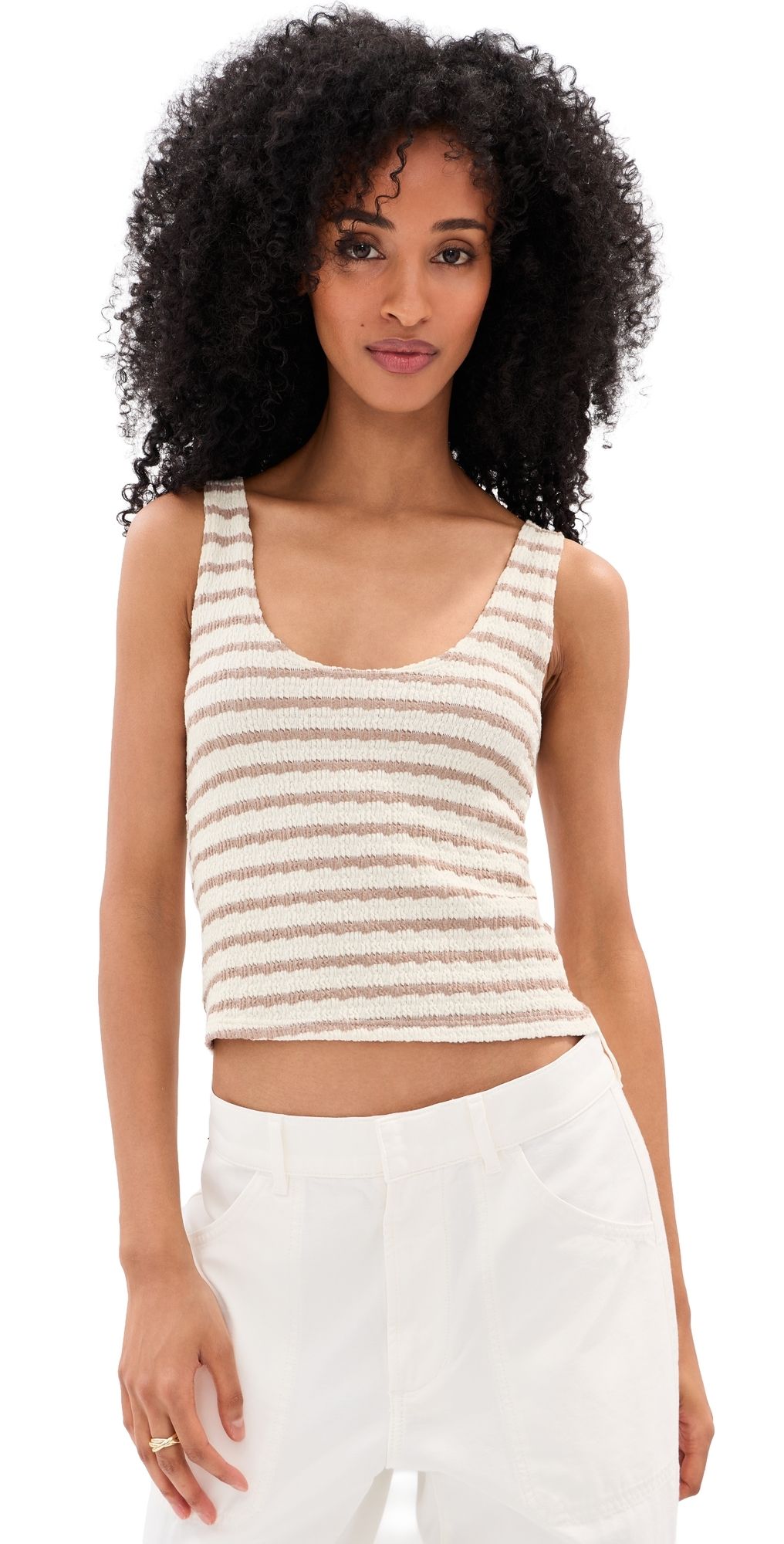 LE BOP Louise Stripe Tank Top Black/White L