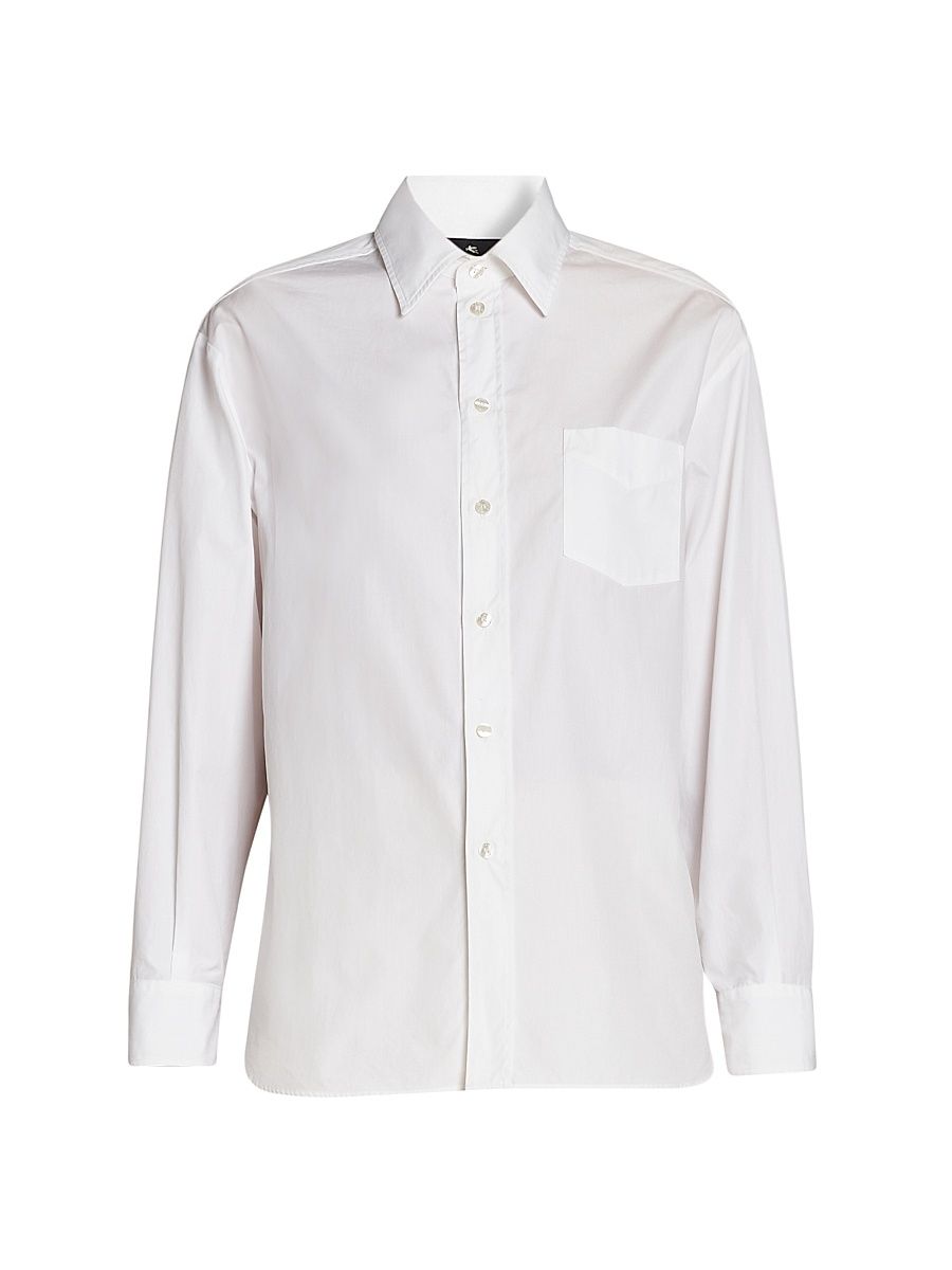 Women's Avion-Print Cotton-Blend Shirt - Stampa Azzurro - Size 14