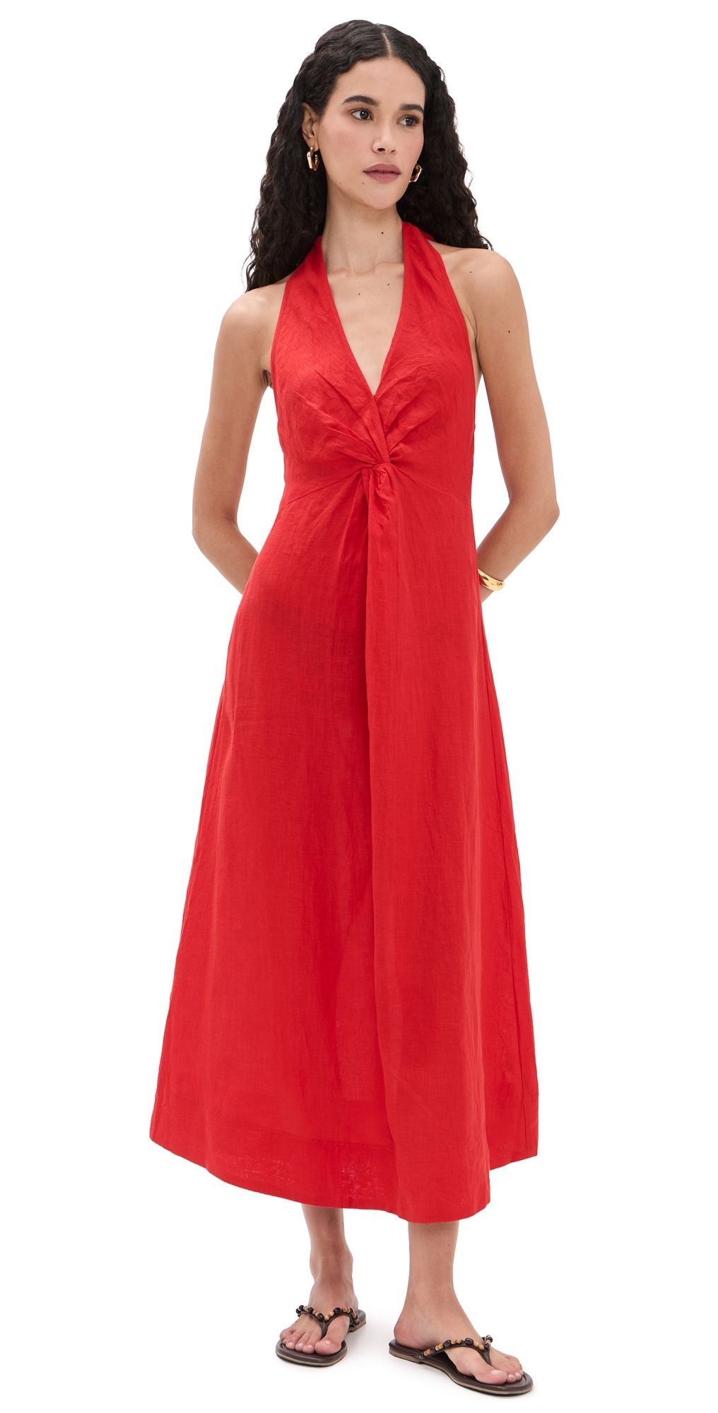 Apiece Apart Salome Halter Maxi Dress Red 0