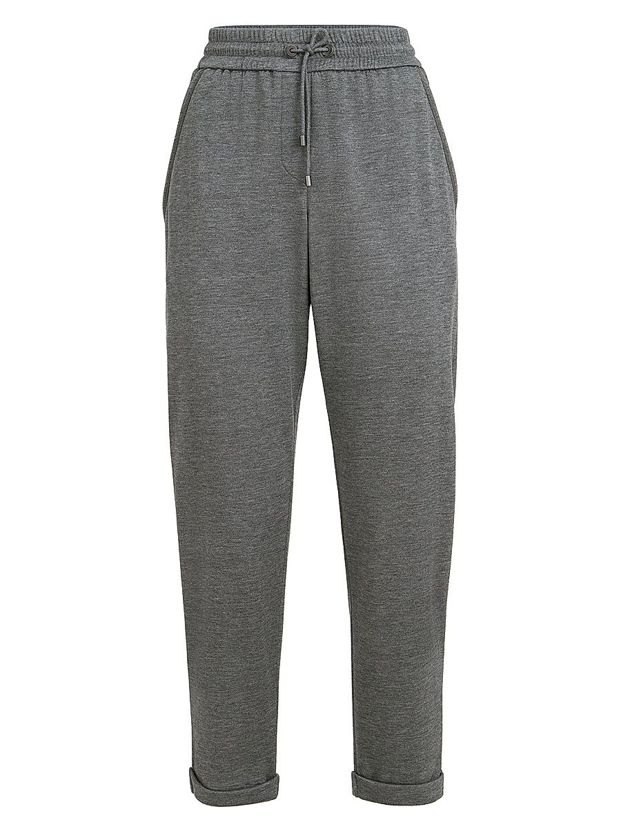 Women's Cotton and Silk Interlock Trousers - Dark Grey - Size XXL
