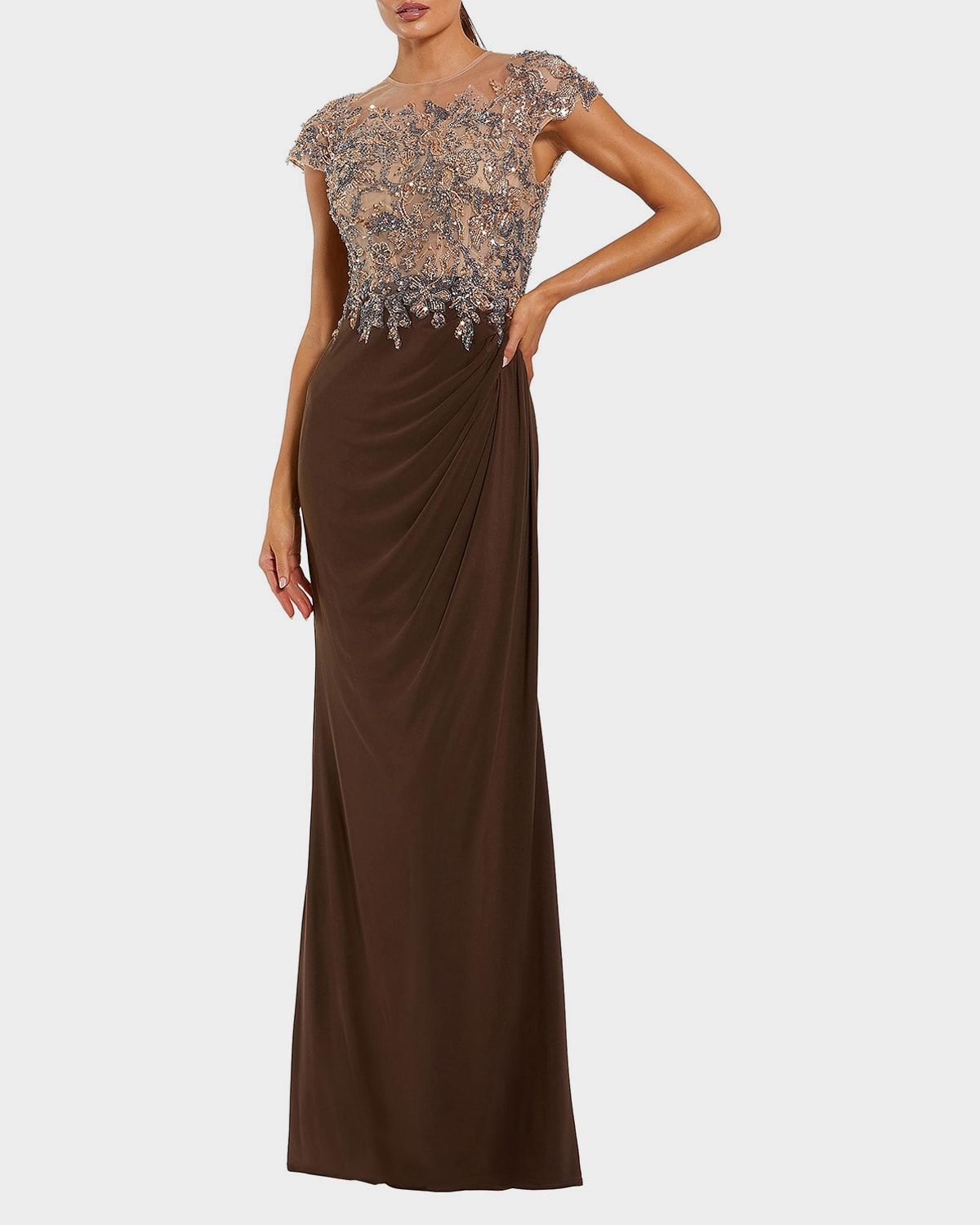 Evening Crystal-Embellished Jersey Gown