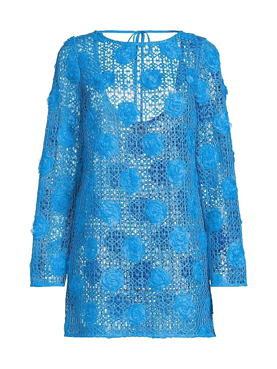 Women's 3D Crochet Cover-Up - Blue - Size Large