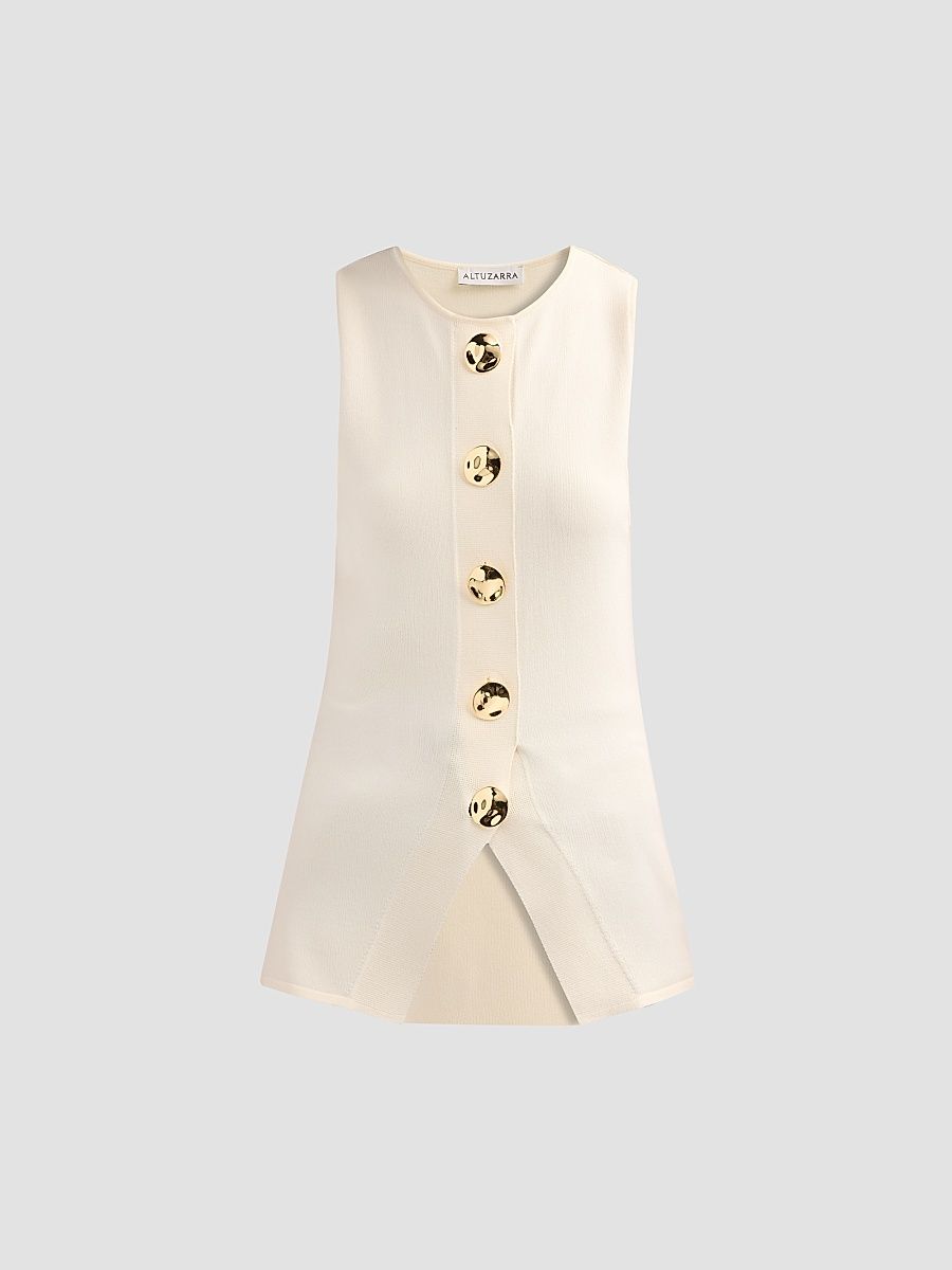 Women's Happer Button-Front Top - Ivory - Size XL