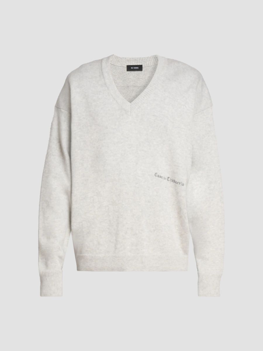 Willy Chavarria Men's Wool V-Neck Sweater - Asphalt - Size Small