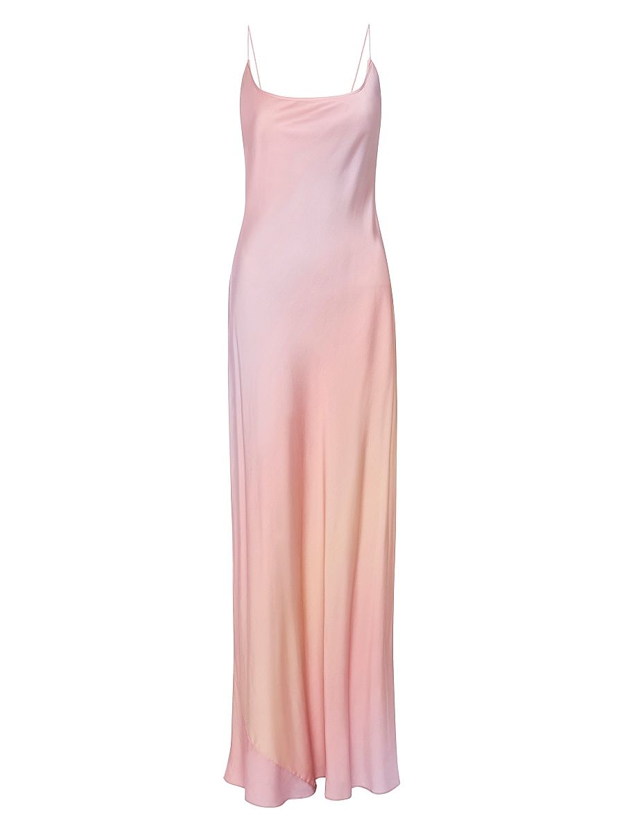 Women's Satin Slip Maxi Dress - Sunset Gradient - Size XS