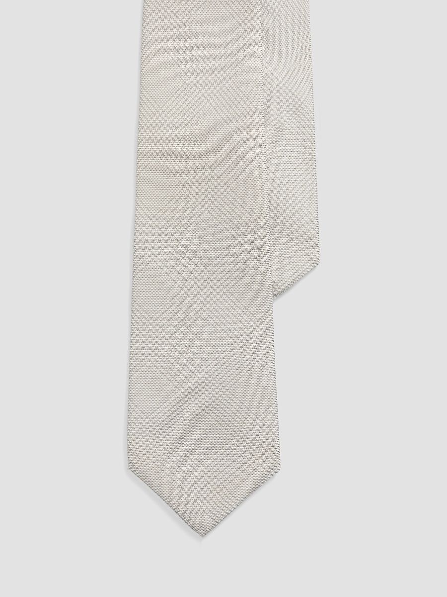 Men's Glen Plaid Cashmere-Silk Tie - Pearl Grey