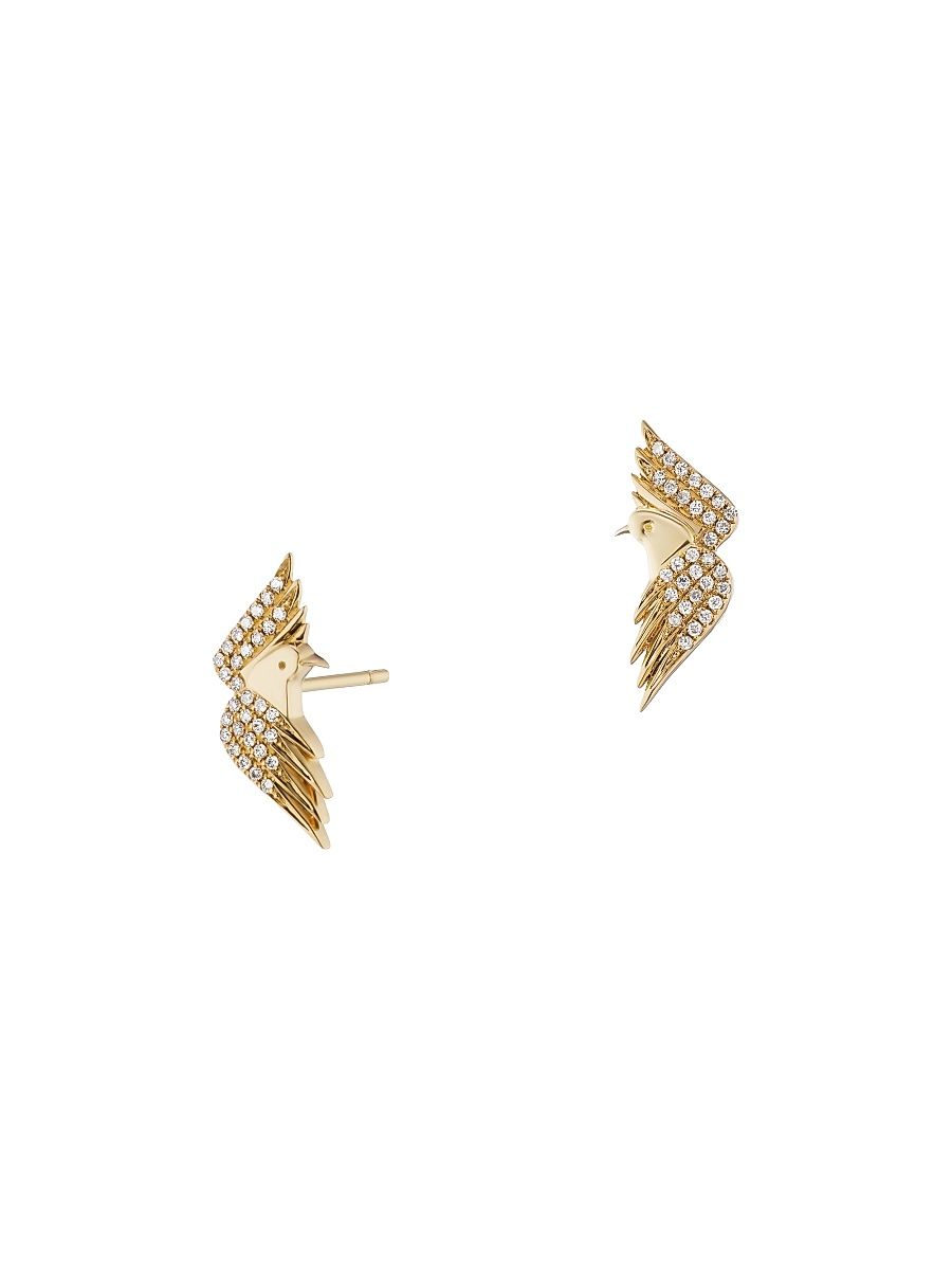 Women's Tarot 18K Gold & Diamond Eagle Studs - Yellow Gold
