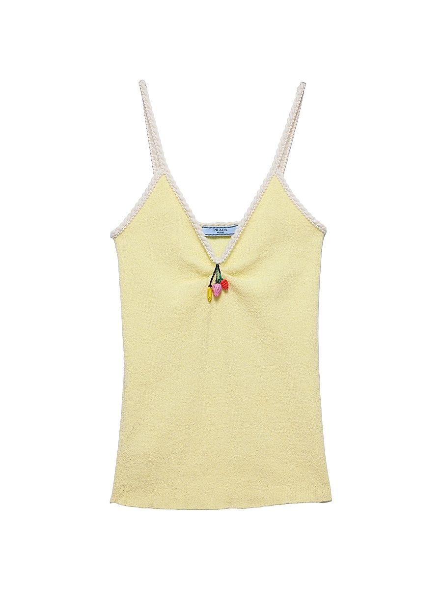 Women's Cotton Bouclé Top - Yellow - Size 12