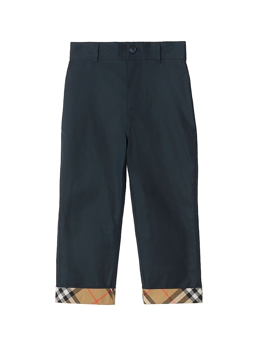 Little Boy's & Boy's Sheldon Check Cuff Trousers - Navy Black - Size 8