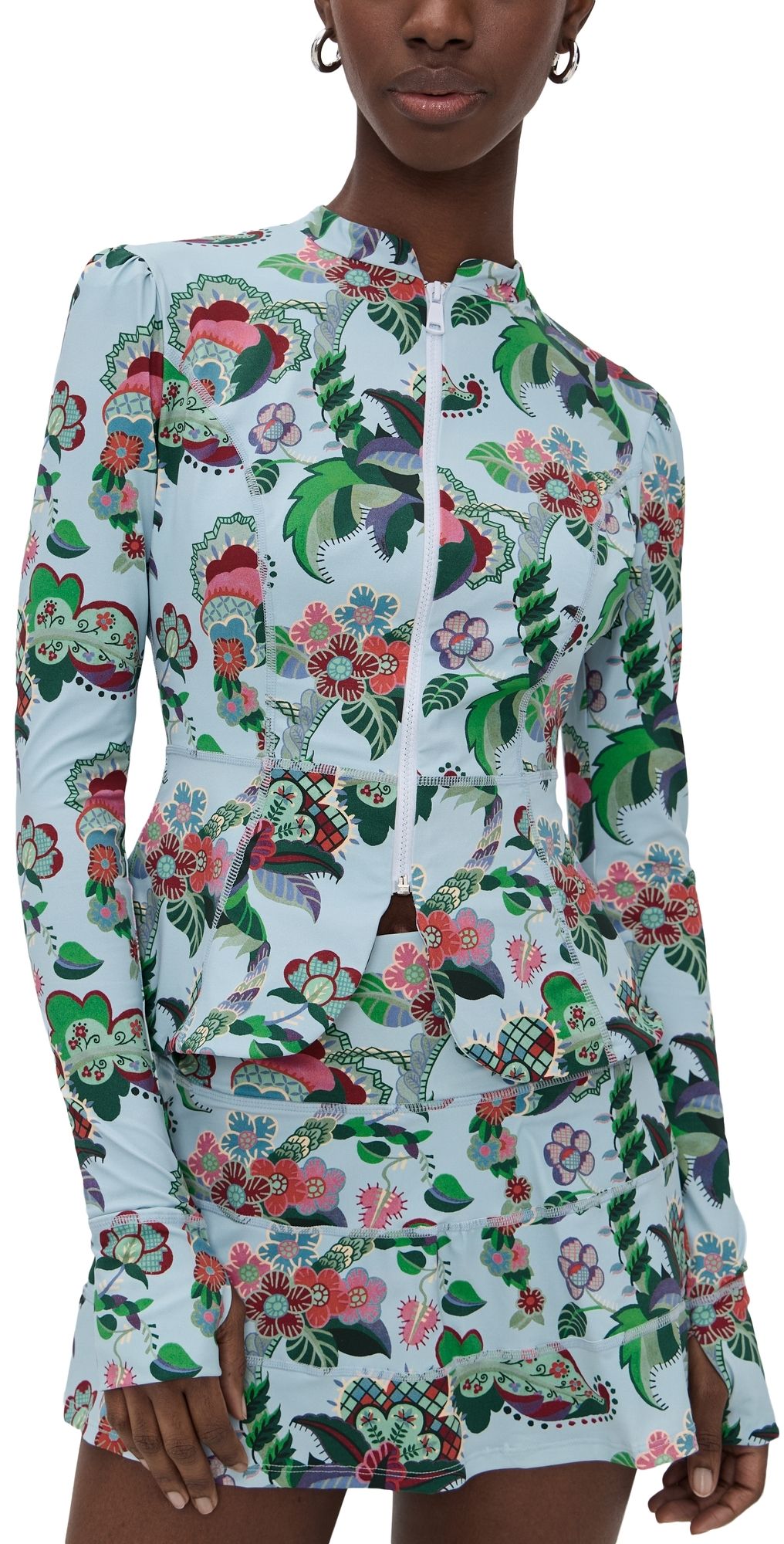 Hill House Home The Alexia Rashguard Light Blue Jungle Floral XS