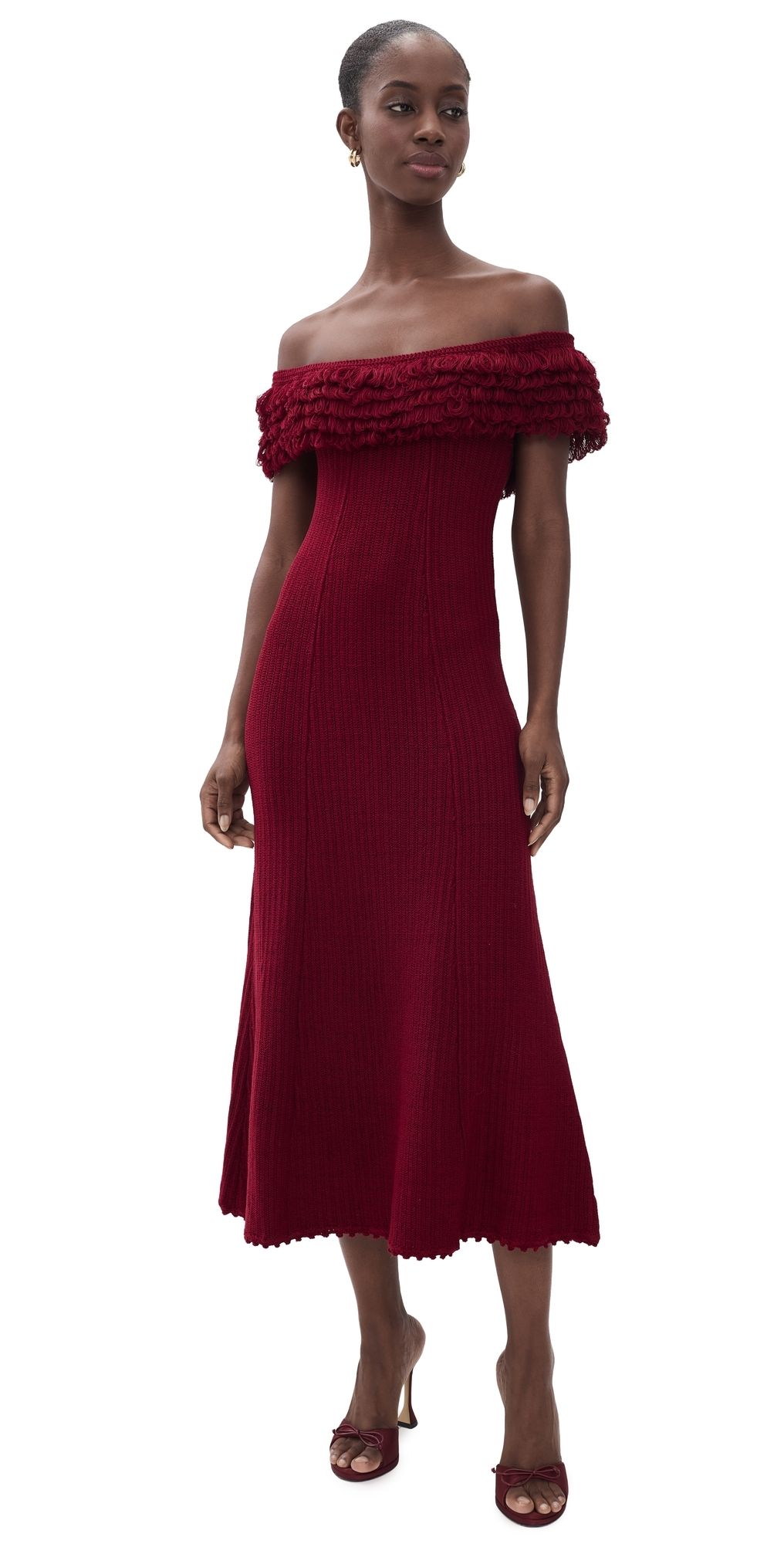 De Loreta Valeria Knit Dress Burgundy XS