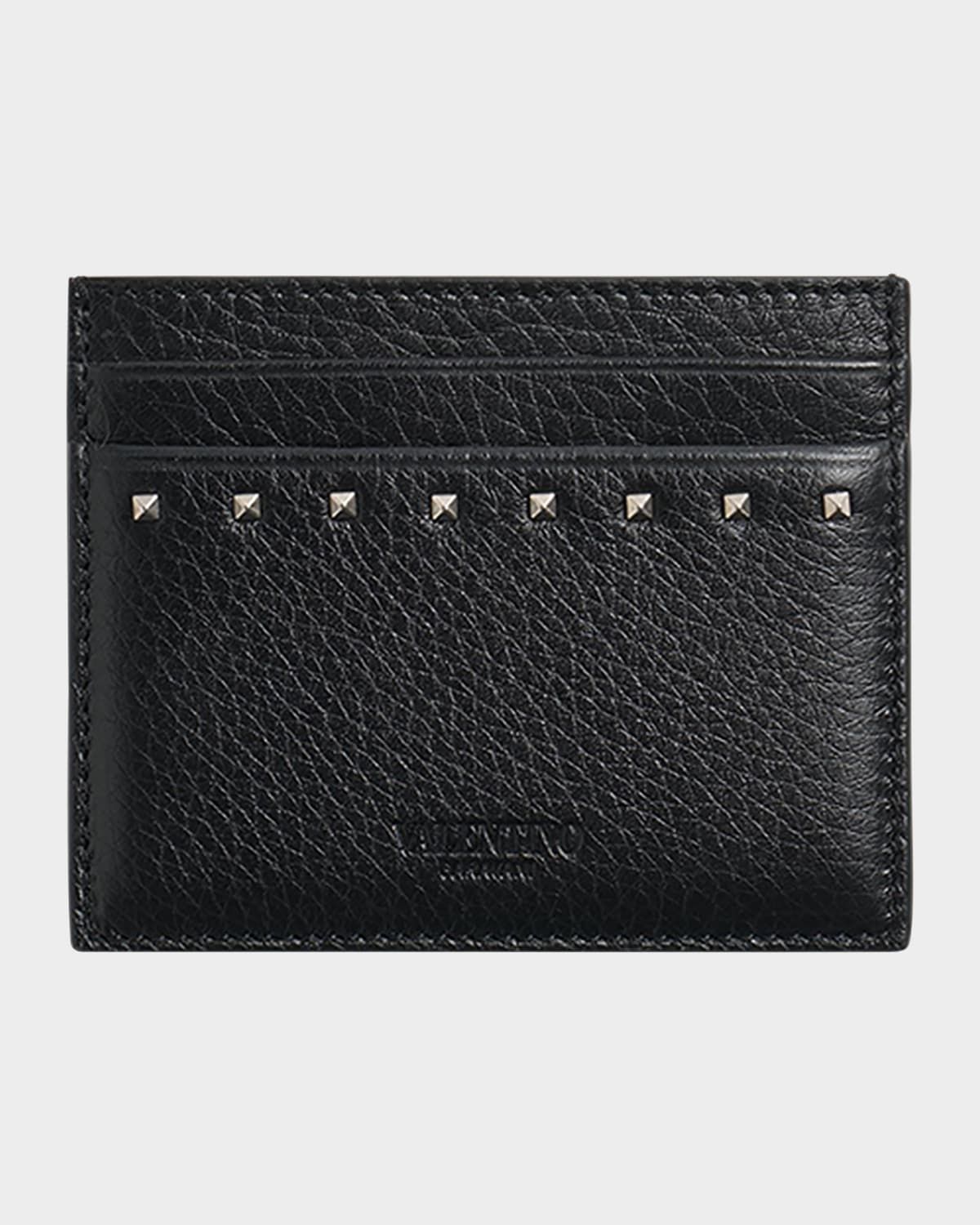 Men & apos;s Leather Rockstud Card Holder