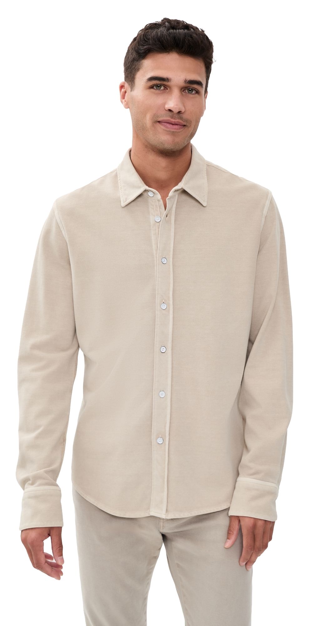 rag & bone Garment Dyed Oxford Shirt Taupe XL