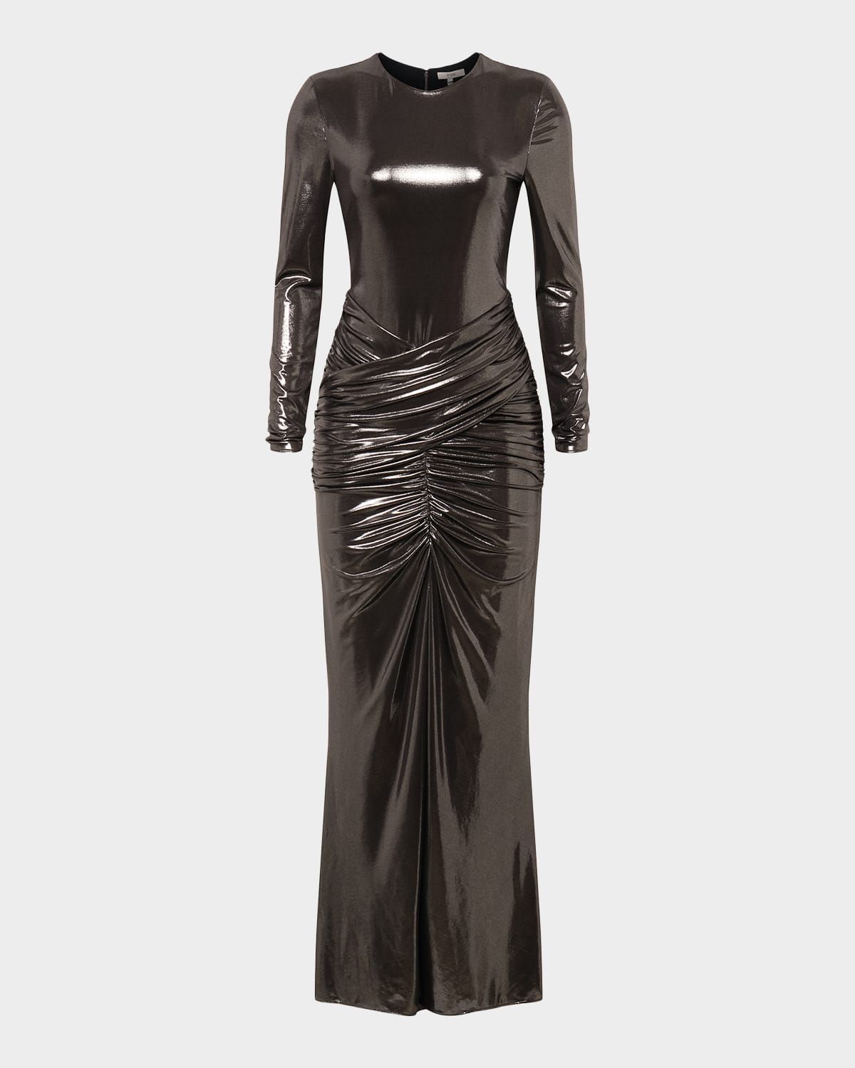 Stella Ruched Metallic Jersey Bodycon Gown