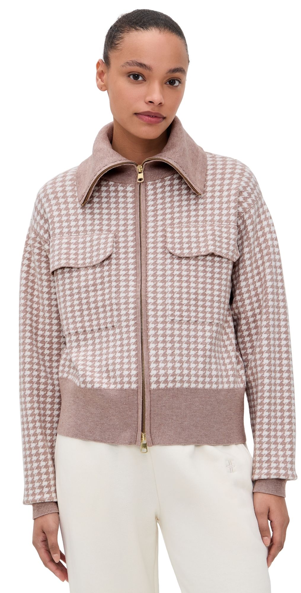 Varley Ablett Jacquard Knit Jacket Taupe XS