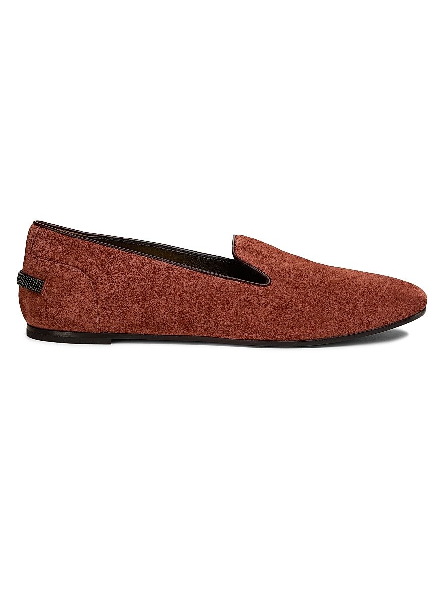 Women's Suede Round-Toe Loafers - Fired Brick - Size 9.5