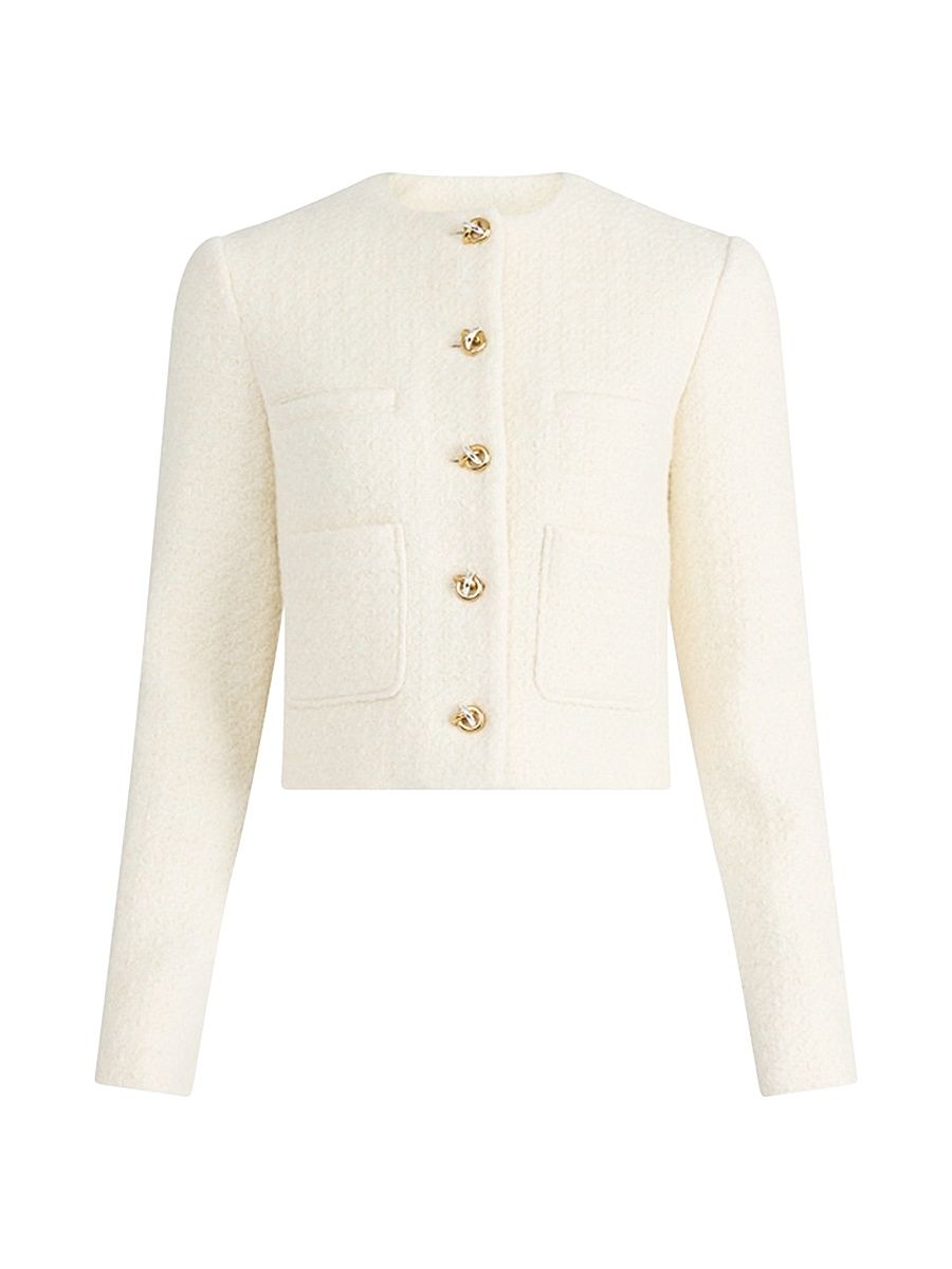 Women's Beanie Bouclé Jacket - Ivory - Size 12