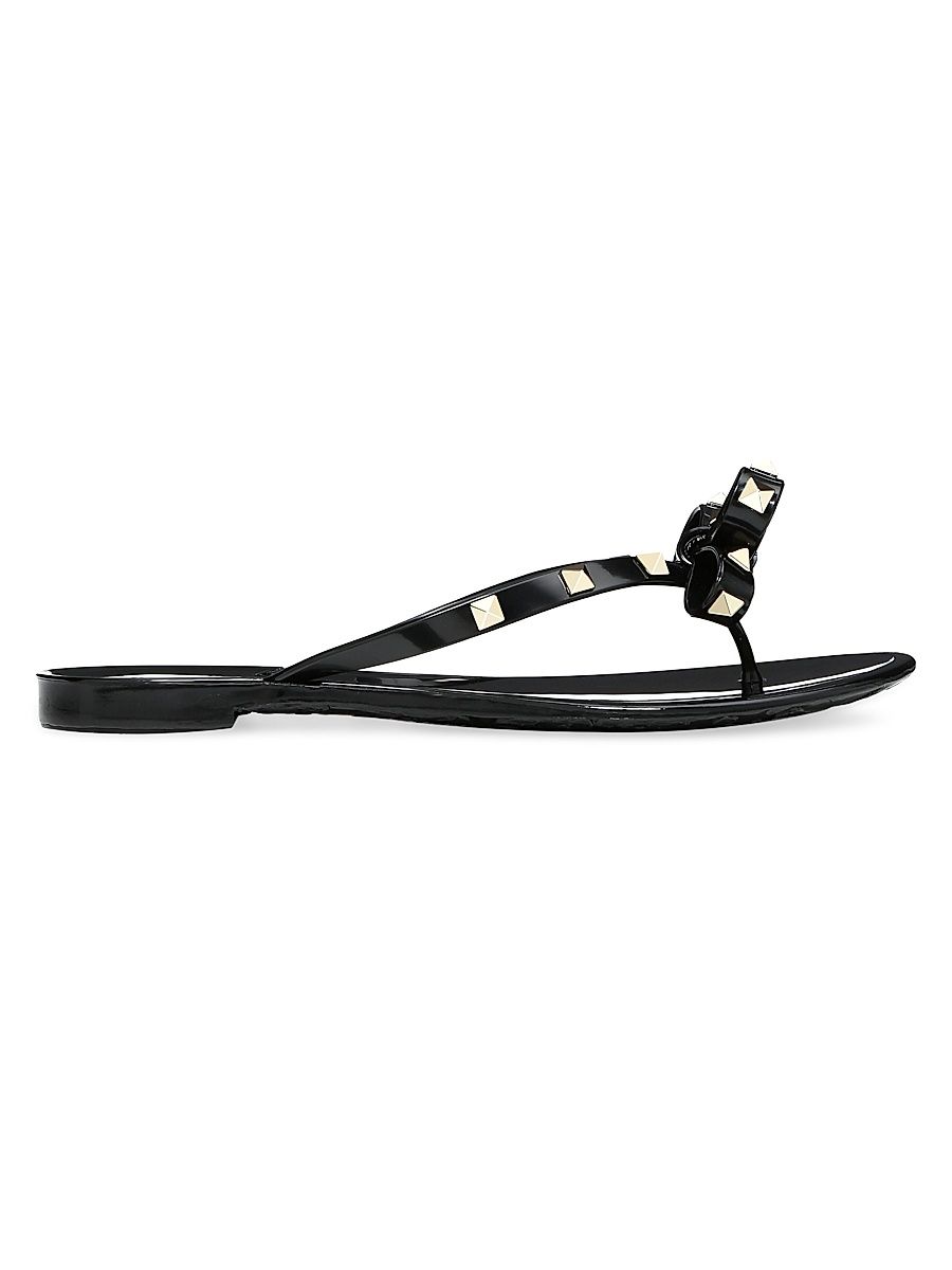Women's Rockstud Rubber Slippers - Black - Size 12