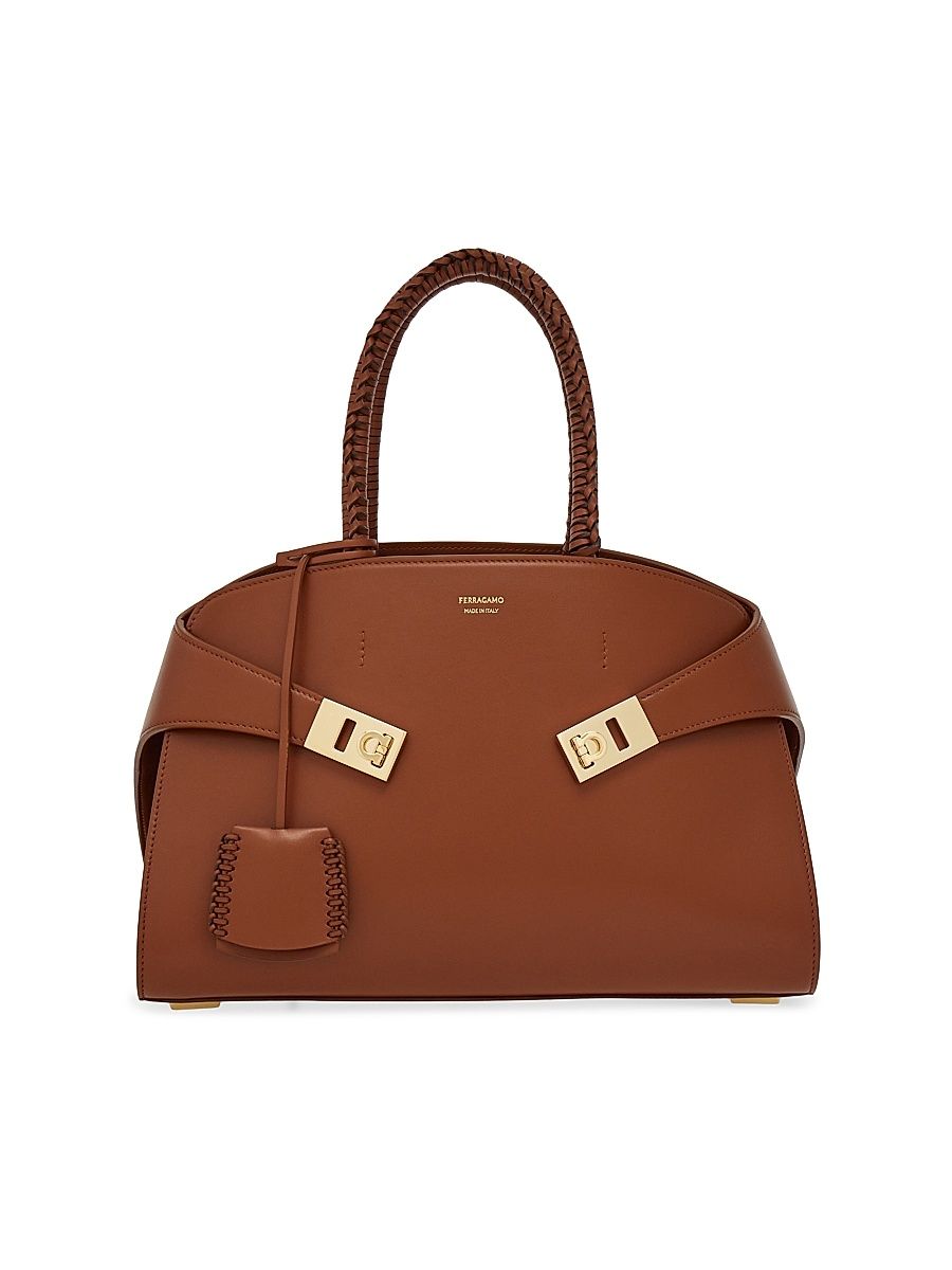 Women's Hug Small Leather Top Handle Bag - New Cognac