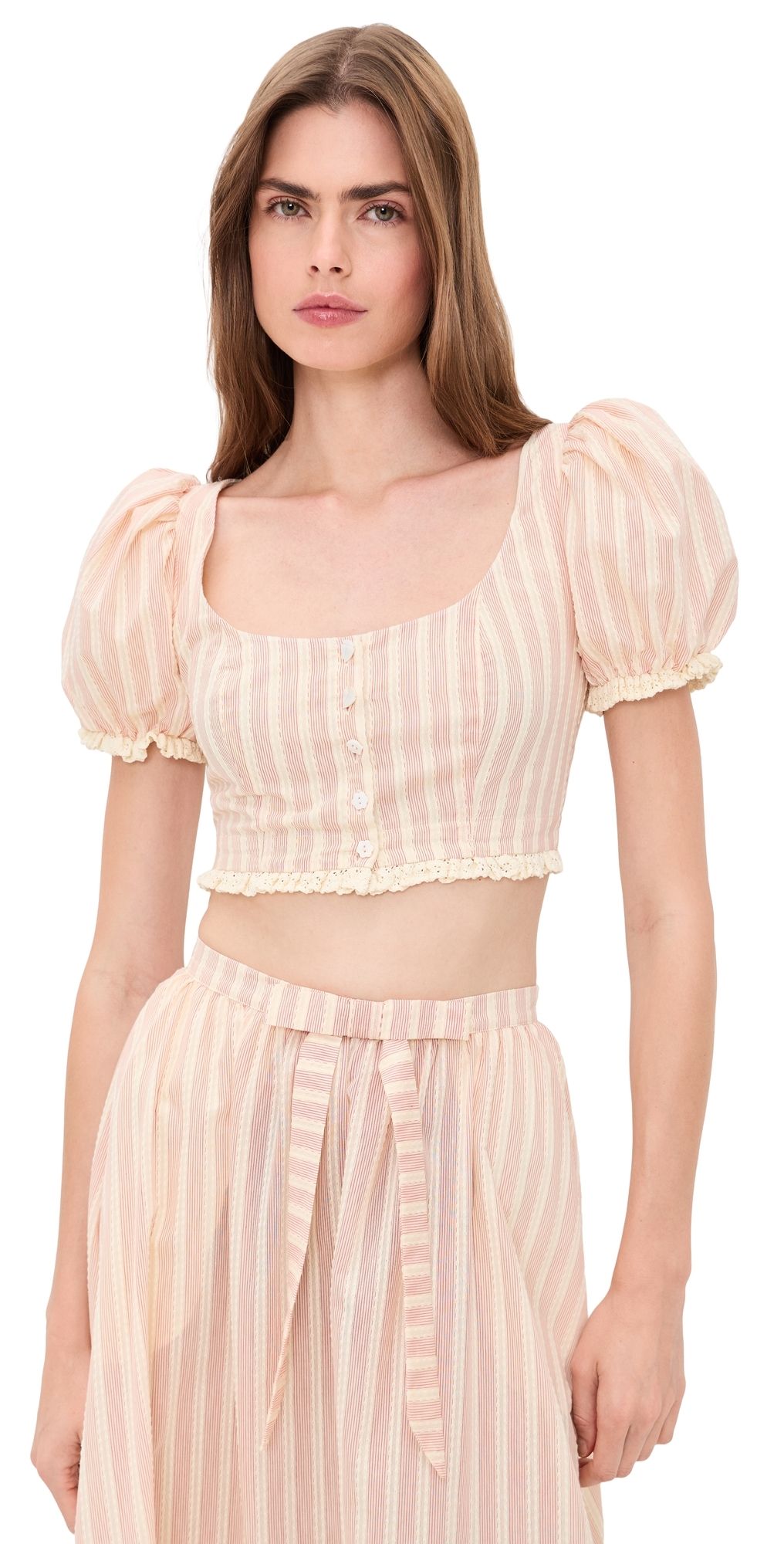 For Love & Lemons Naomi Crop Top Red M