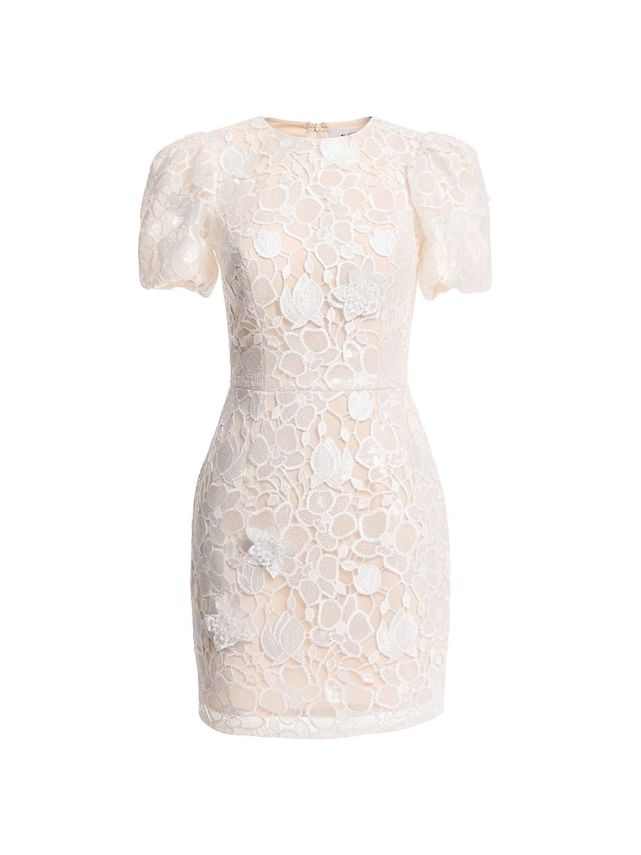 Women's Elsie Floral Lace Minidress - Off White - Size XL