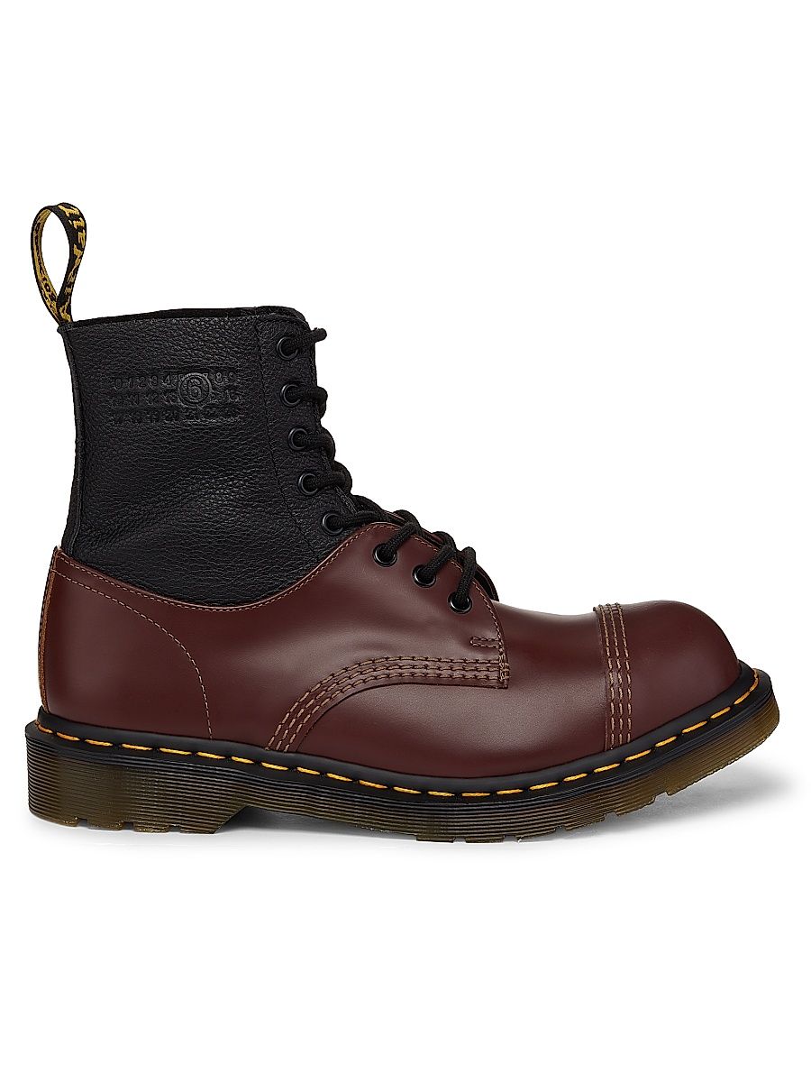 Men's Dr. Martens x MM6 Maison Margiela 1460 Twisted & Reimagined Steel-Toe Trunk Boots - Oxblood Red Black - Size 13