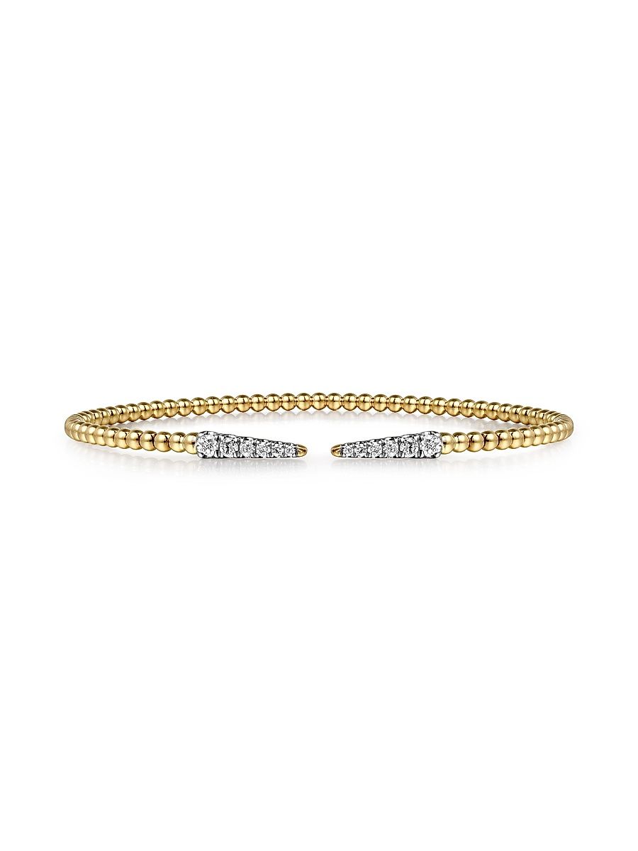 Women's Bujukan 14K Gold & 0.26 TCW Diamond Spike Cuff Bracelet - Yellow Gold - Size 5.75