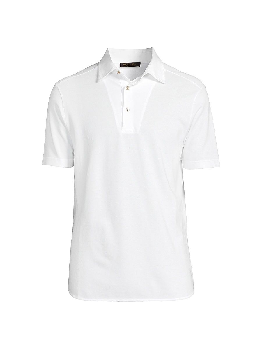 Men's Piqué Cotton Polo Shirt - Optical White - Size Large