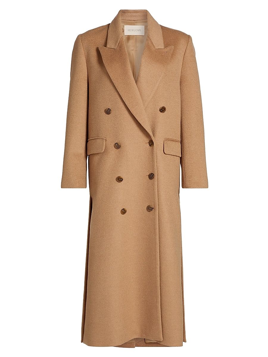 Women's Lilli Camel Hair Double-Breasted Coat - Camel - Size Small