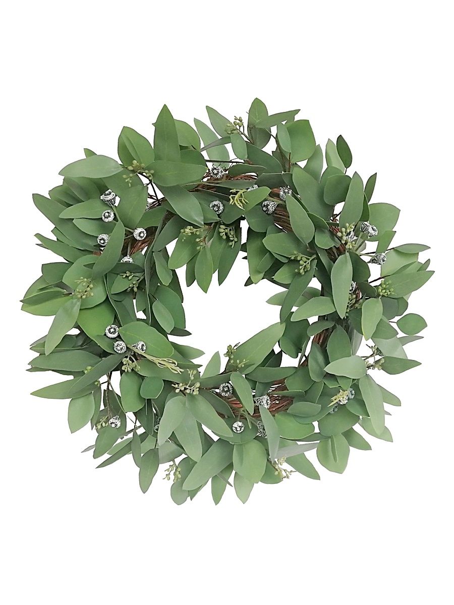 Faux Seeded Eucalyptus Wreath - Green