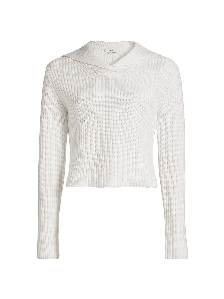 Women's Ribbed Sailor Collar Sweater - Off White - Size Small