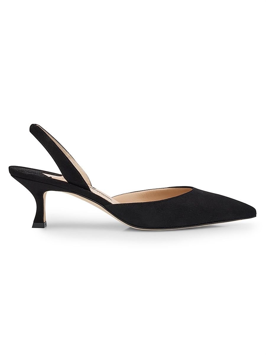 Women's Carolyne 50MM Suede Slingback Pumps - Black - Size 10.5