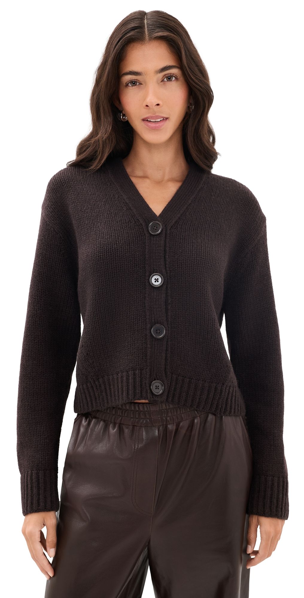 Vince Boxy V Neck Cardigan Cinderwood S