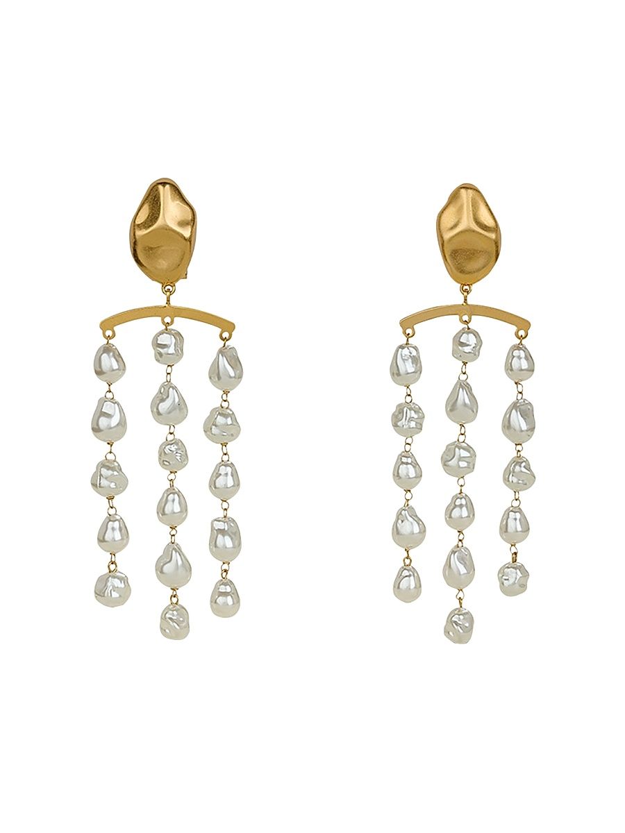Women's Shivani Imitation Pearl & Goldtone Chandelier Earrings - Gold