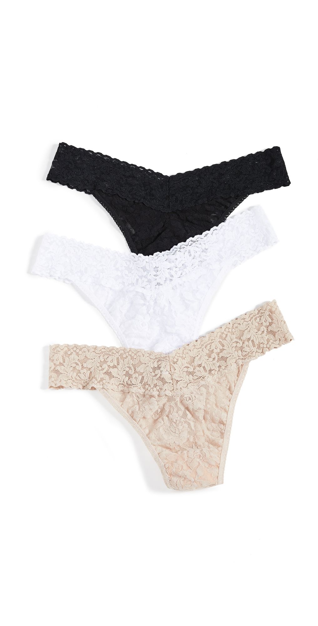Hanky Panky Signature Lace Original Rise Thong 3 Pack Black/Black/Black One Size