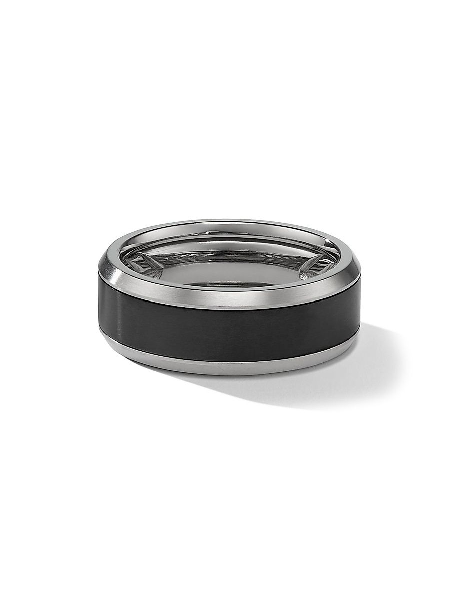 David Yurman Men's Beveled Band Ring in Titanium - Black - Size 14