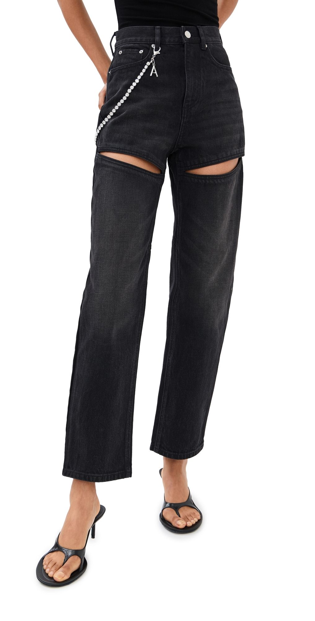 AREA Slit Jeans Black 26