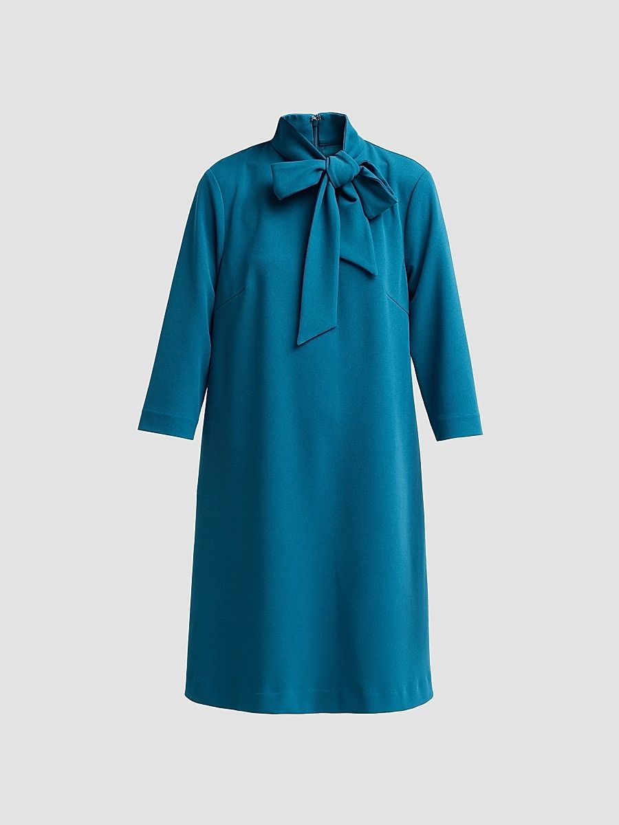 Ming Wang Women's Amica Tineck Crepe Shift Mini Dress - Deep Teal - Size XL