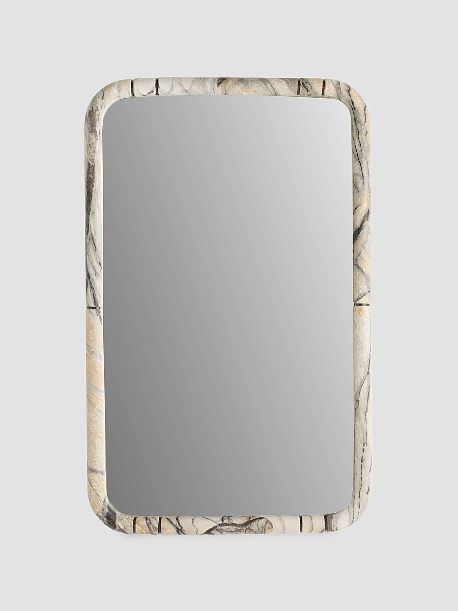 Trevino Resin & Bronze-Plated Iron Rectangular Mirror - Grey