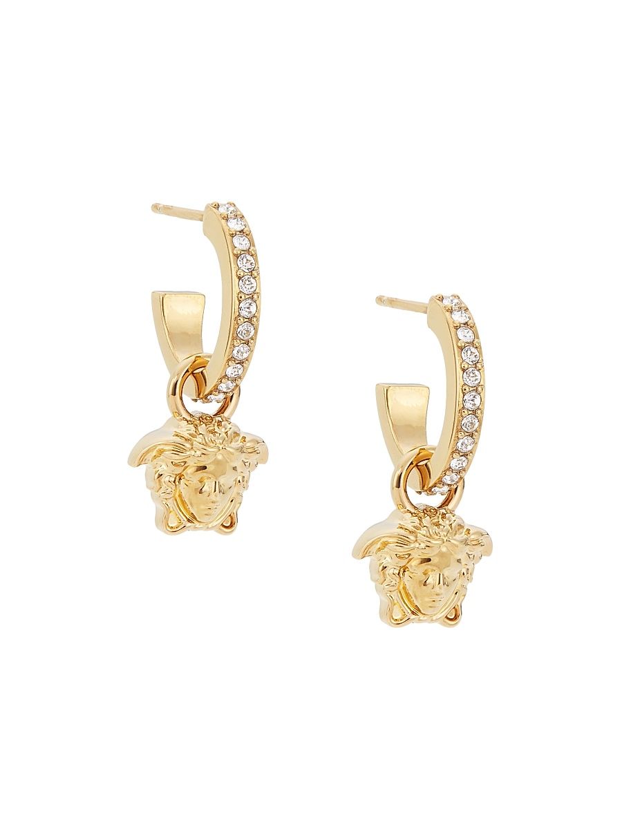 Women's Medusa Goldtone & Strass Crystal Hoop Earrings - Versace Gold Crystal