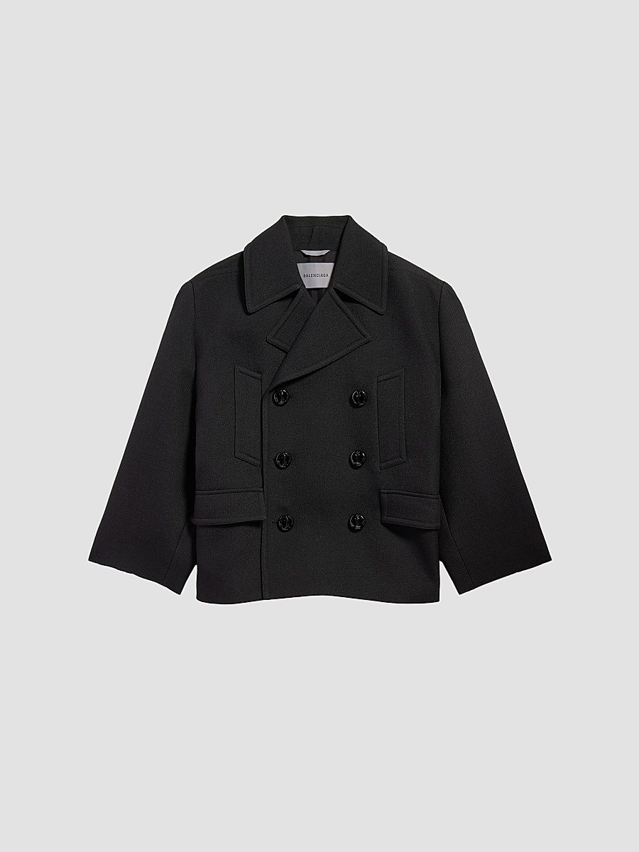 Balenciaga Men's Short Peacoat - Black - Size 36