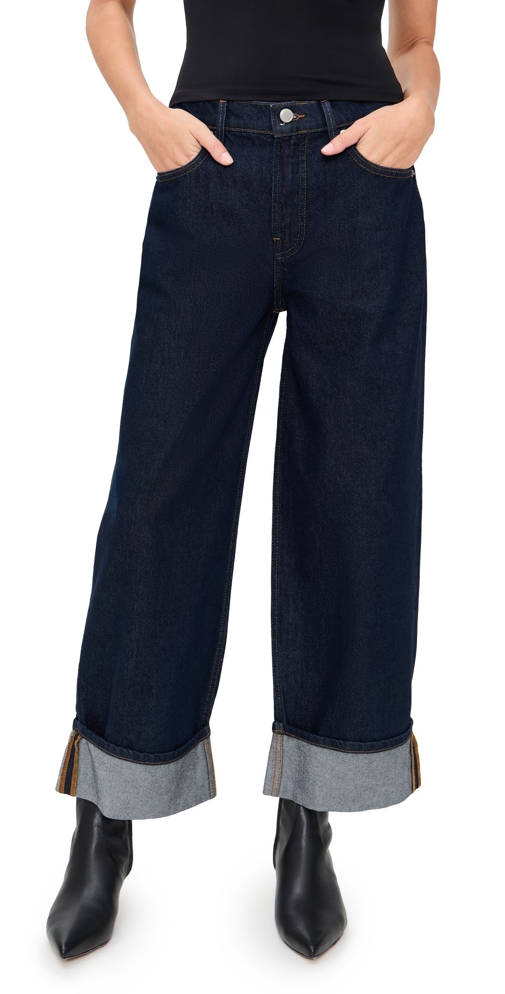 Good American Good Standard Baggy Cuffed Jeans Indigo1006 8