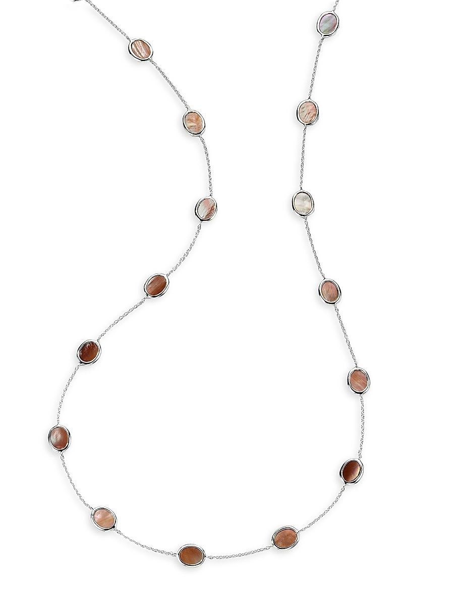 Women's Polished Rock Candy Confetti Sterling Silver & Gemstone Long Station Necklace - Silver - Size 35