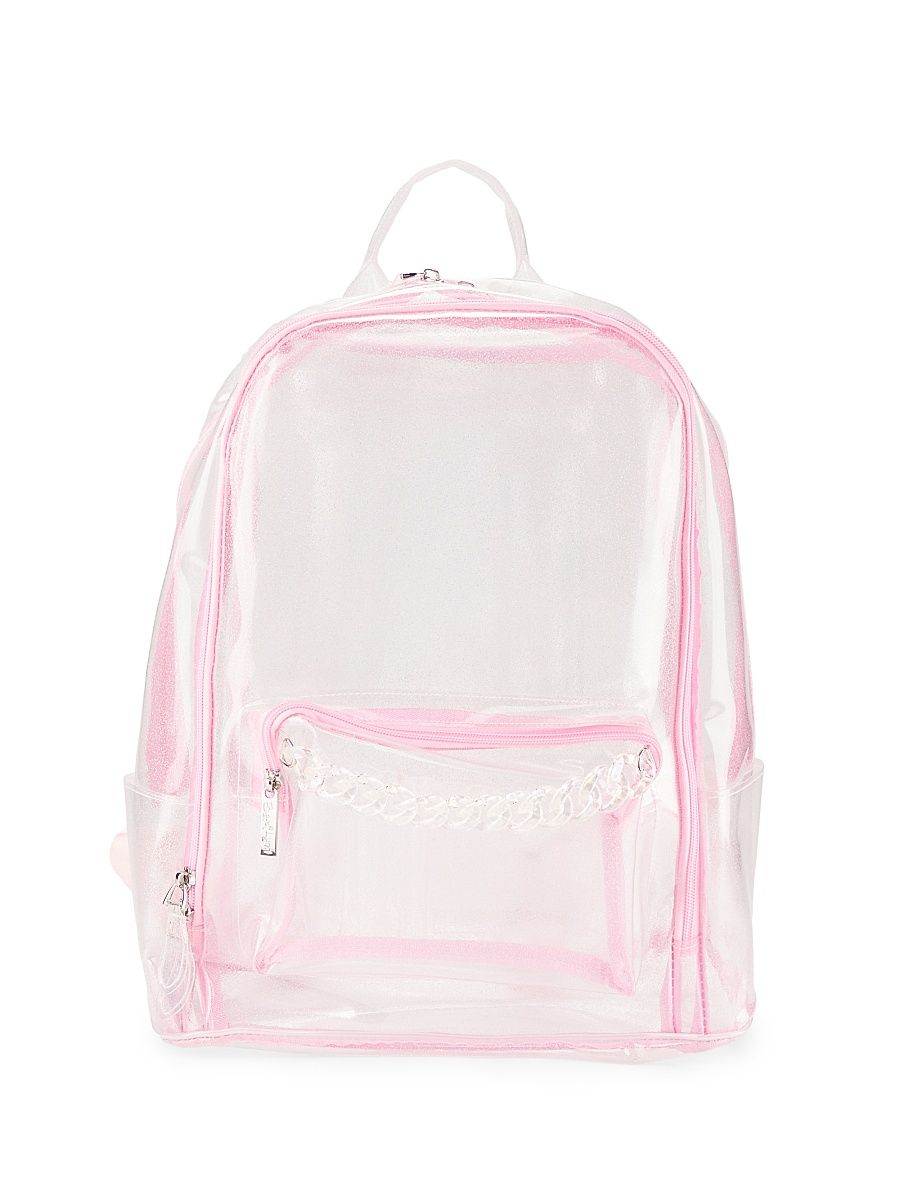 Girl's Translucent Glitter Backpack - Clear Pink