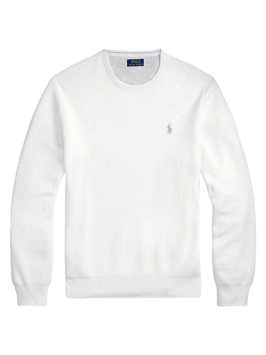 Men's Textured Cotton Crewneck Sweater - Deckwash White - Size XXL