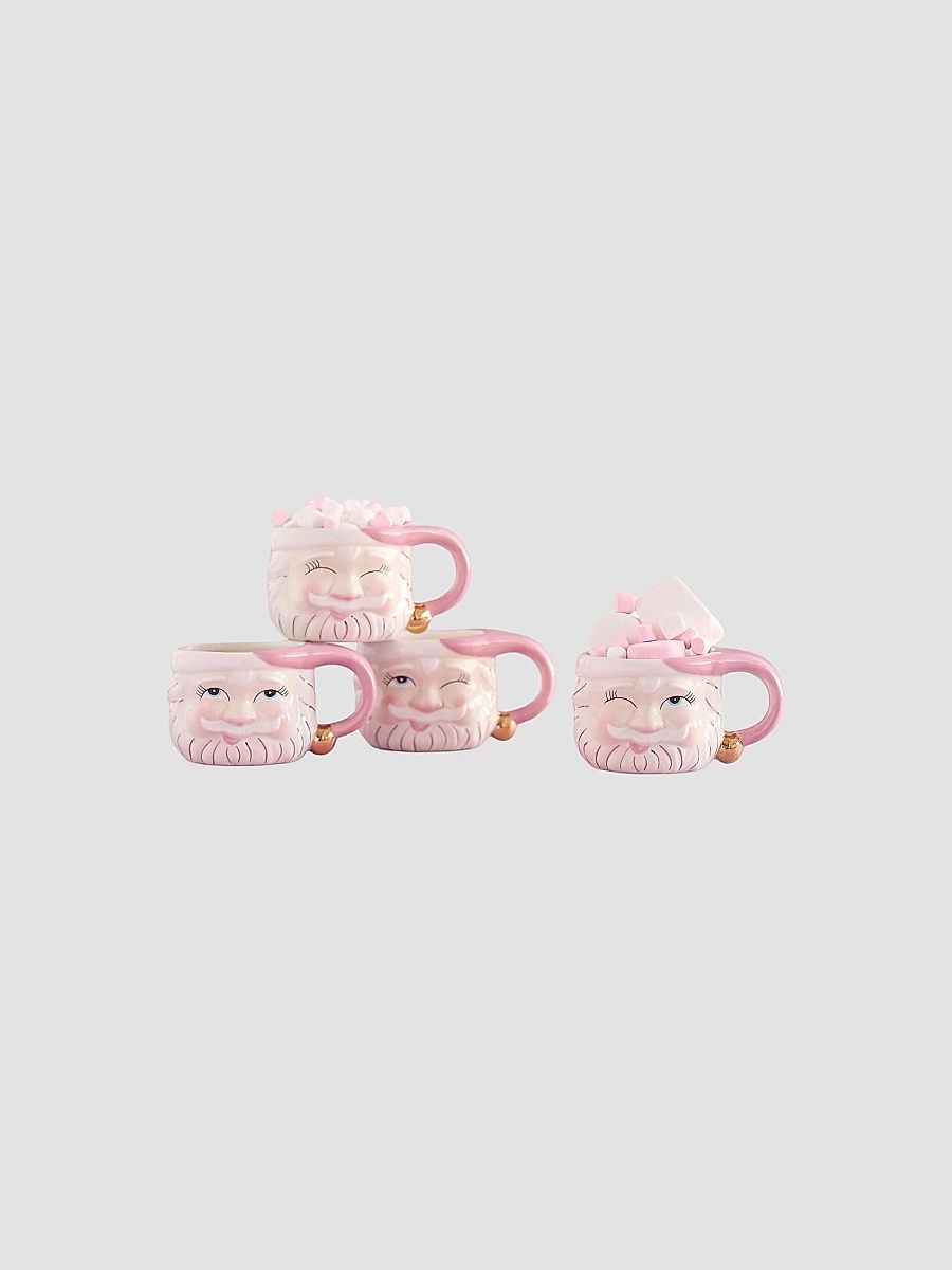 Papa Noel Pink 4-Piece Mug Set