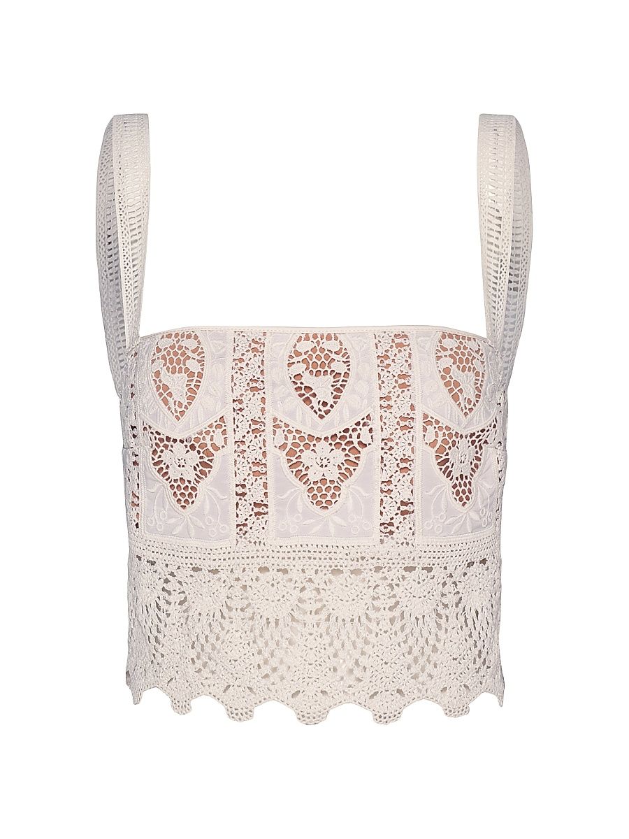 Women's Micaela Casablanca Embroidered Crop Top - Ecru - Size 6