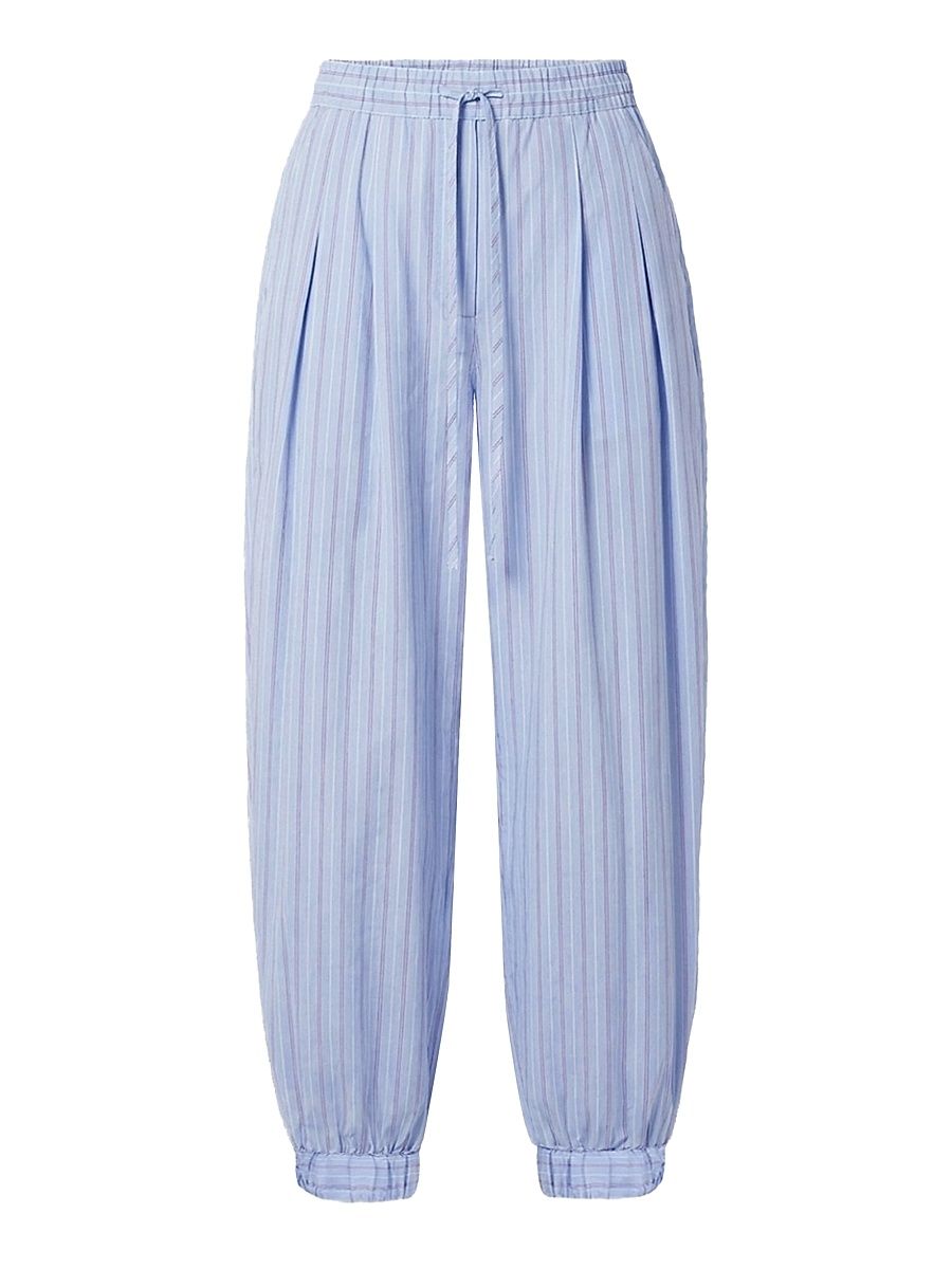 Women's Liselle Striped Cotton Seersucker Balloon Pants - Blue Multi Stripe - Size 12